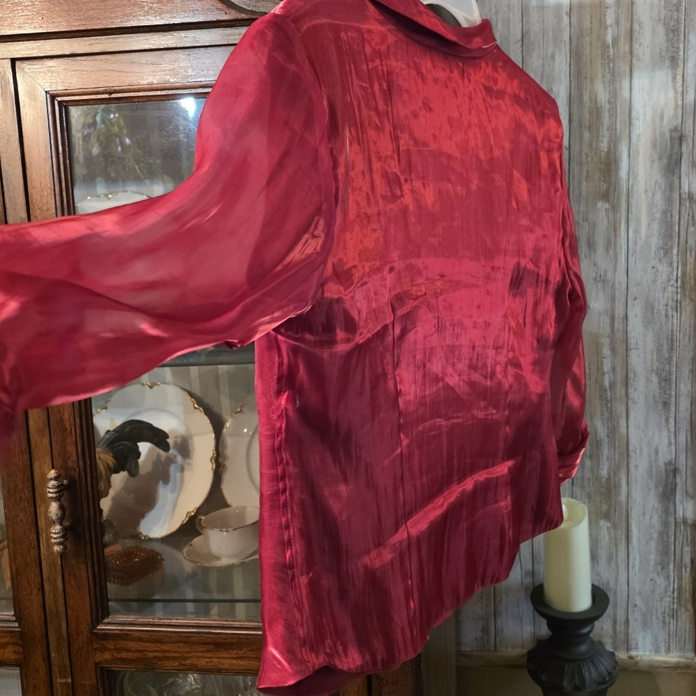 Studio 1940 Collection Ruby Red Button-Front Blou… - image 5